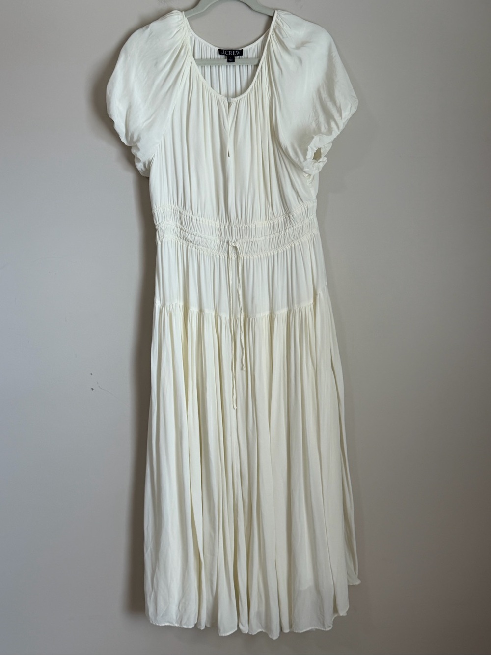 J. Crew Elena puff-sleeve maxi dress in crepe de chine ivory Size Large